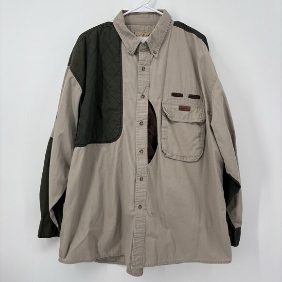 Woolrich Shirt Mens 2XL Green Canvas Outdoor Guide Collection Shooting Hunting - Picture 1 of 12